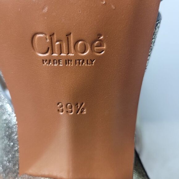 Chloe Nellie Crystal Embellished Top Knot Women's Gray Gkitter Block Heel Sandal - Picture 9 of 12